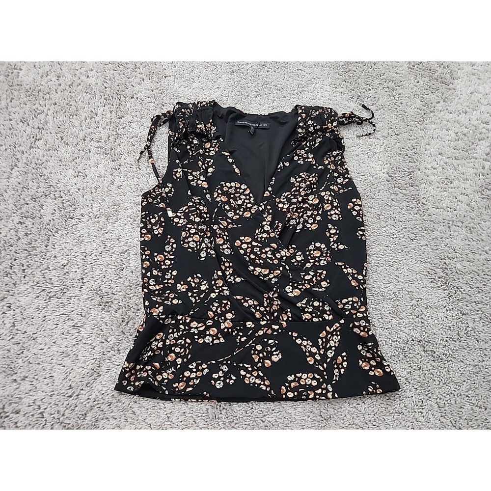 White House Black Market Blouse Womens S Floral Surplice Peplum Sleeveless